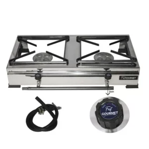 Fogão 2 Bocas Alta Pressão Inox 430 Industrial Fast Gourmet - GLP