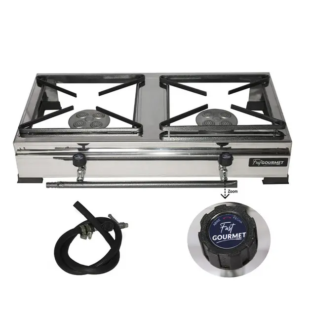 Fogão 2 Bocas Alta Pressão Inox 430 Industrial Fast Gourmet – GLP Fogão 2 Bocas Alta Pressão Inox 430 Industrial Fast Gourmet - GLP