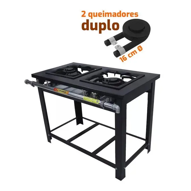 Fogão 2 Bocas Venâncio Maxi 40x40 - M2PD2 Inox Baixa Pressão 5.586kcal/h