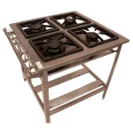 Fogão 4 Bocas Inox Metal Brey - 104-F-2D-1 com Forno e 2 Duplas