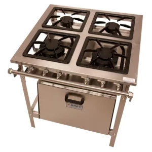 Fogão 4 Bocas Inox Metal Brey - 104-F-2D-1 com Forno e 2 Duplas