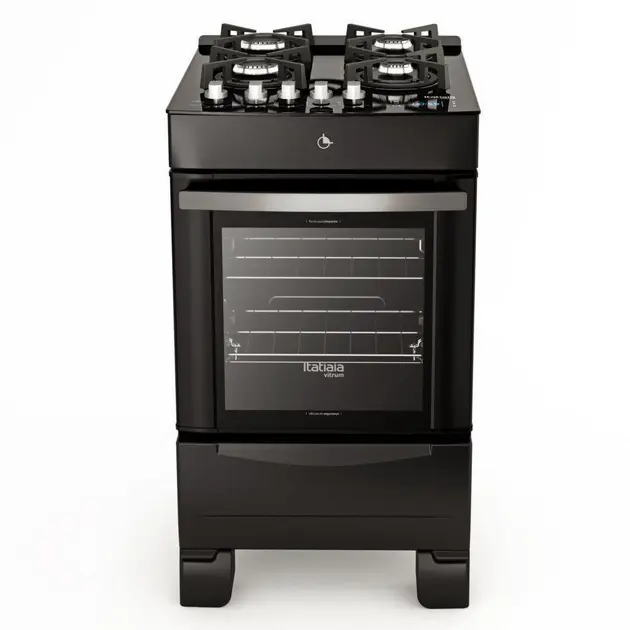 Fogão 4 Bocas Itatiaia Vitrum Preto Mesa em Vidro – Bivolt – 3700000068