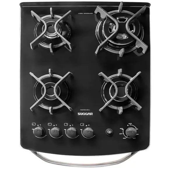 Fogão 4 Bocas Suggar Master Grill Prata Mesa em Vidro 110V