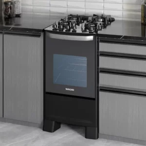 Fogão 4 Bocas Suggar Master Grill Preto Mesa em Vidro - 110V - FGVMTG411PT