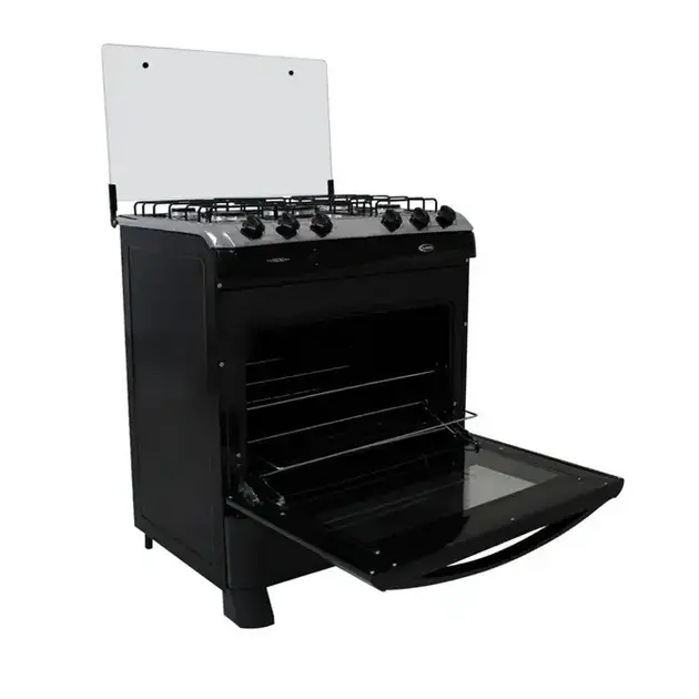 Fogão 5 Bocas Clarice Verita Gourmet Preto Fosco Bivolt com Mesa de Vidro Temperado