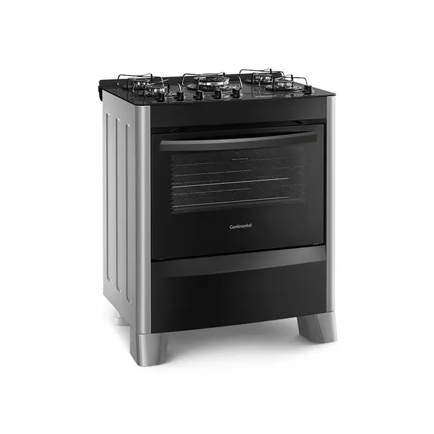 Fogão 5 Bocas Continental Brasil Prata com Mesa em Vidro Temperado - Bivolt - FC5VS