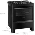 Fogão 5 Bocas Continental FC5VP Preto com Mesa em Vidro Bivolt