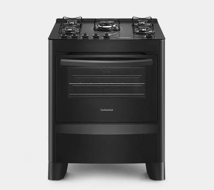 Fogão 5 Bocas Continental Brasil Preto Mesa em Vidro – Bivolt – Fc5vp