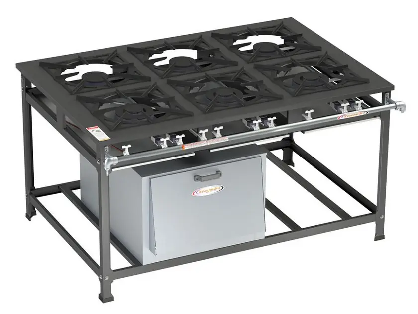Fogão 6 Bocas Itajobi Industrial Com Forno 90L Baixa Pressão