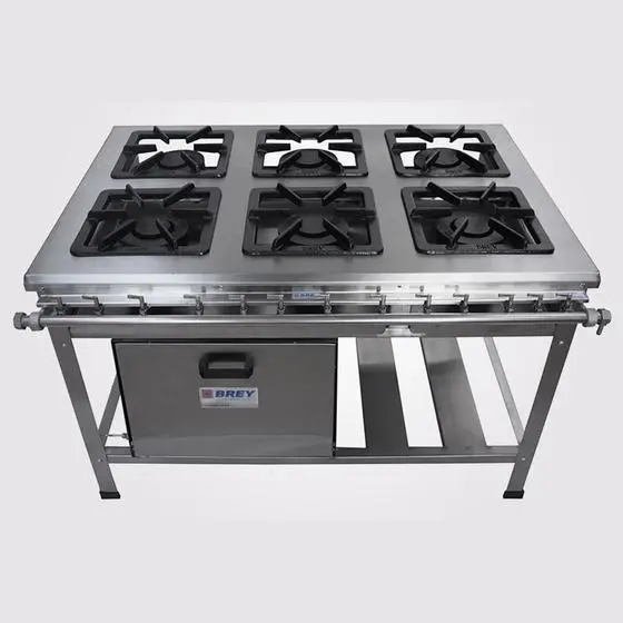 Fogão 6 Bocas Metal Brey com Forno Prata - Modelo 206-F