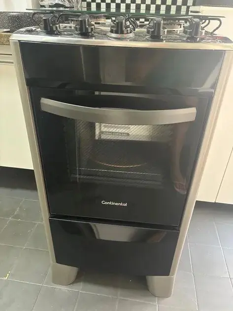 Fogão a Gás 4 Bocas Continental FC4CS Prata - Bivolt - Mesa Compartimentada