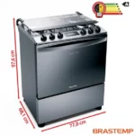 Fogão Brastemp 5 Bocas Inox Bivolt com Turbo Chama e Forno Grande