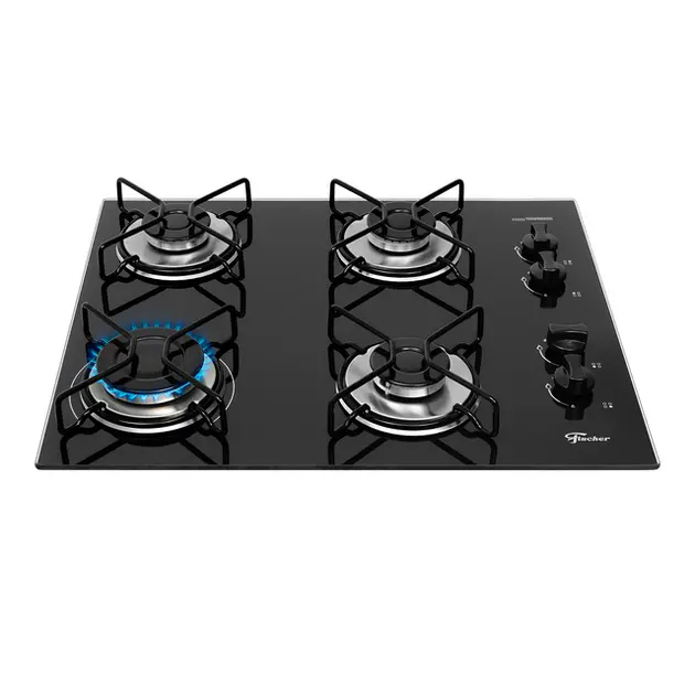 Fogão Cooktop Fischer 4 Bocas Preto Trempe Iron Bivolt Vidro Temperado Fogão Cooktop Fischer 4 Bocas Preto Trempe Iron Bivolt Vidro Temperado