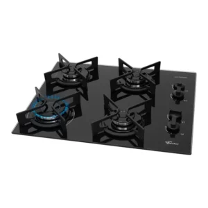 Fogão Cooktop Fischer 4 Bocas Preto Trempe Iron Bivolt Vidro Temperado
