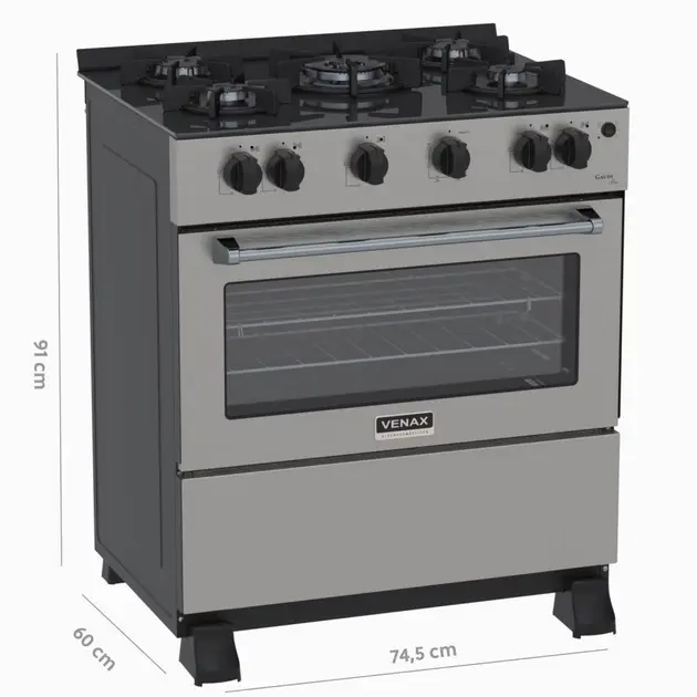 Fogão de Embutir 5 Bocas Venax Gaudi Inox – Bivolt, 883L, Acendimento Automático Fogão de Embutir 5 Bocas Venax Gaudi Inox - Bivolt, 883L, Acendimento Automático