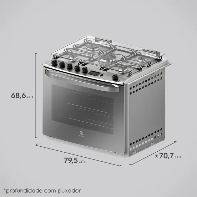 Fogão de Embutir Electrolux 76EXV Inox 5 Bocas com Grill e Timer Digital 220V