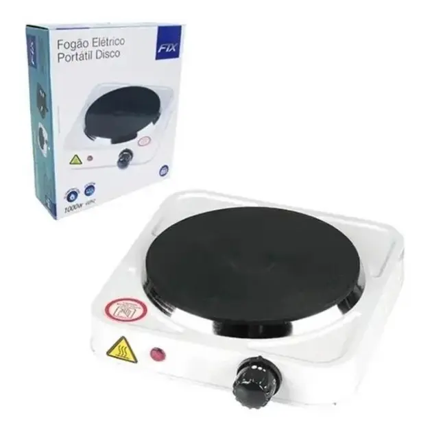 Fogão Elétrico 1 Boca Camping Branco 220V 1000W Fogão Elétrico 1 Boca Camping Branco 220V 1000W