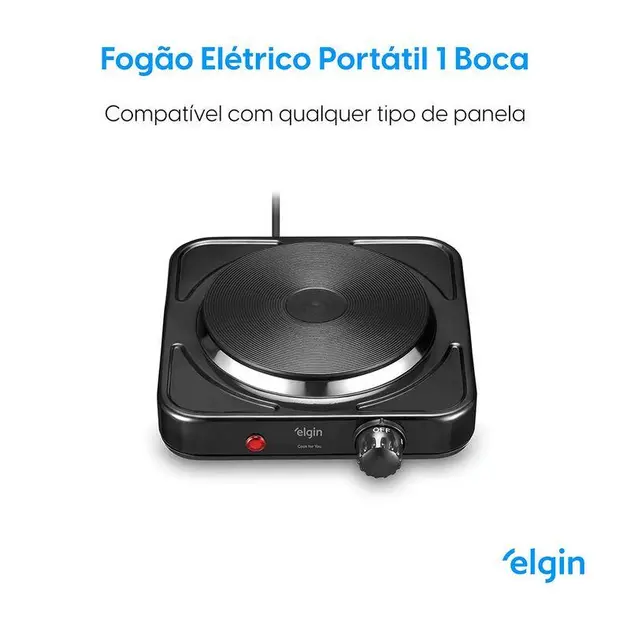 Fogão Elétrico Portátil Elgin 1 Boca 1000W 220V Fogão Elétrico Portátil Elgin 1 Boca 1000W 220V