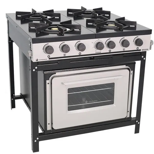Fogão Industrial 4 Bocas a Gás Venâncio – E4F com Forno Extra Fogão Industrial 4 Bocas a Gás Venâncio - E4F com Forno Extra