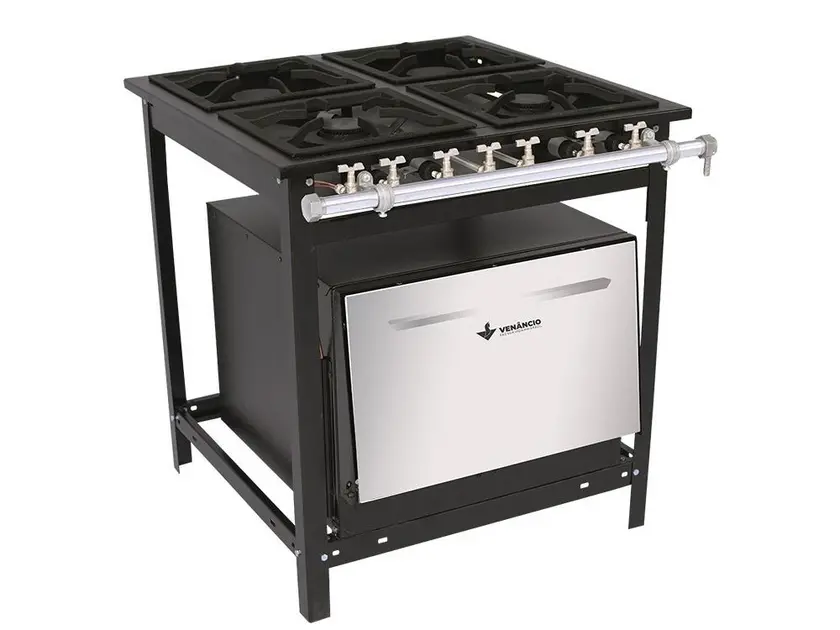 Fogão Industrial 4 Bocas a Gás Venâncio – E4F com Forno Extra Fogão Industrial 4 Bocas a Gás Venâncio - E4F com Forno Extra