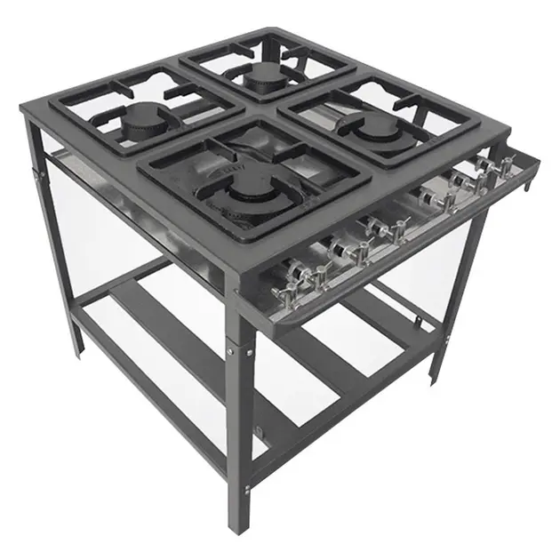 Fogão Industrial 4 Bocas Metal Brey Baixa Pressão Inox Stand 430