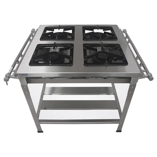 Fogão Industrial 4 Bocas Metal Brey Baixa Pressão Inox Stand 430
