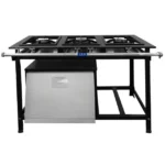 Fogão Industrial 6 Bocas Fundiferro Preto P7 com Forno 30x30 Baixa Pressão