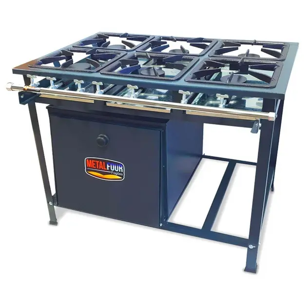 Fogão Industrial 6 Bocas Fundiferro Preto P7 com Forno 30×30 Baixa Pressão Fogão Industrial 6 Bocas Fundiferro Preto P7 com Forno 30x30 Baixa Pressão