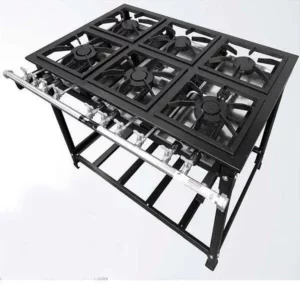 Fogão Industrial 6 Bocas Fundiferro Preto P7 com Forno 30x30 Baixa Pressão