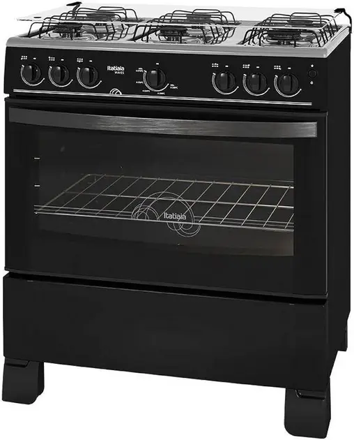Fogão Industrial 6 Bocas Kenok com Chapa Preto