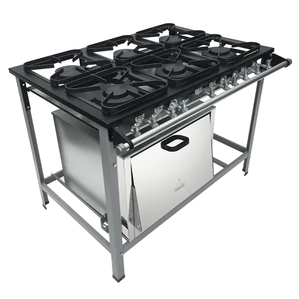 Fogão Industrial 6 Bocas Metalmaq Inox com Super Forno - M15