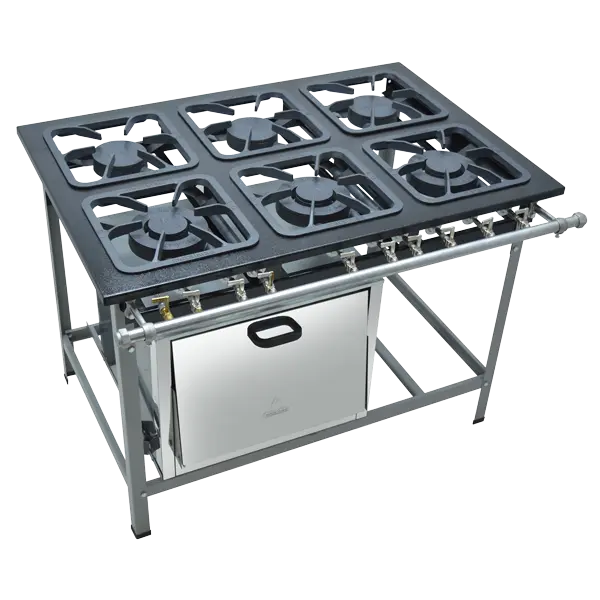Fogão Industrial 6 Bocas Metalmaq Inox com Super Forno - M15