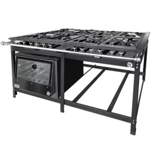 Fogão Industrial 8 Bocas Duplas Baixa Pressão 30x30 com Forno Preto