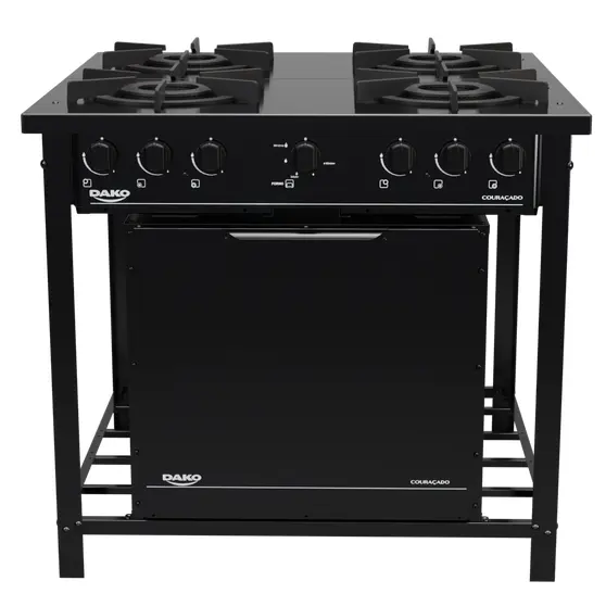 Fogão Industrial Dako 4 Bocas Preto C/ Forno e Tripla Chama – Couraçado Fogão Industrial Dako 4 Bocas Preto C/ Forno e Tripla Chama - Couraçado