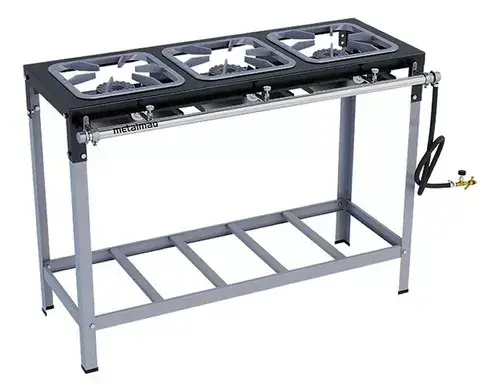 Fogão Industrial Metalmaq Stori Max Inox 3 Bocas Bivolt 30x30cm Alta Pressão