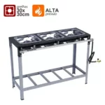 Fogão Industrial Metalmaq Stori Max Inox 3 Bocas Bivolt 30x30cm Alta Pressão
