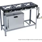 Fogão Industrial Metalmaq Stori Max Inox 3 Bocas Bivolt 30x30cm Alta Pressão