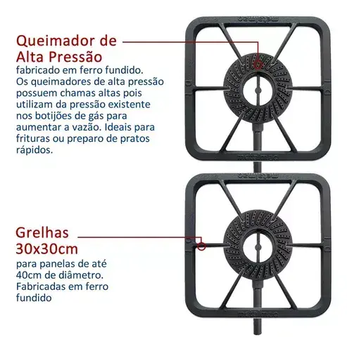 Fogão Industrial Metalmaq Stori Max Inox 3 Bocas Bivolt 30x30cm Alta Pressão