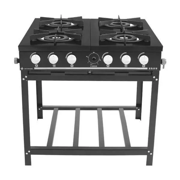 Fogão Profissional Venâncio 6 Bocas Bravo Preto BR6BPR - Alto Rendimento