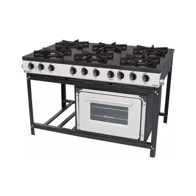Fogão Profissional Venâncio 6 Bocas Bravo Preto BR6BPR - Alto Rendimento