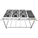 Fogão Serv Kenok Inox 6 Bocas 3 Duplas com Bifeteira Baixa Pressão FBSE6B.842