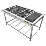 Fogão Serv Kenok Inox 6 Bocas 3 Duplas com Bifeteira Baixa Pressão FBSE6B.842