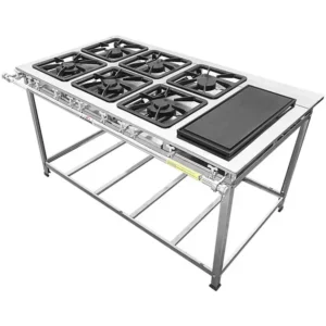 Fogão Serv Kenok Inox 6 Bocas 3 Duplas com Bifeteira Baixa Pressão FBSE6B.842