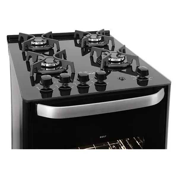 Fogão Suggar Best Glass 4 Bocas Preto Mesa de Vidro Bivolt FGVB410PT Fogão Suggar Best Glass 4 Bocas Preto Mesa de Vidro Bivolt FGVB410PT