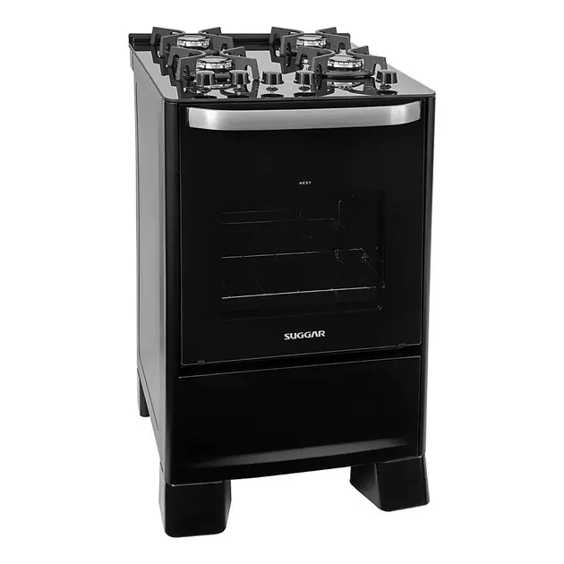 Fogão 4 Bocas Suggar Best Glass Preto Mesa em Vidro – Bivolt – Fgvbg410pt