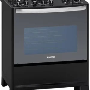 Fogão Suggar Master Grill 5 Bocas Preto com Mesa de Vidro - 220v - Modelo FGVMG512PT