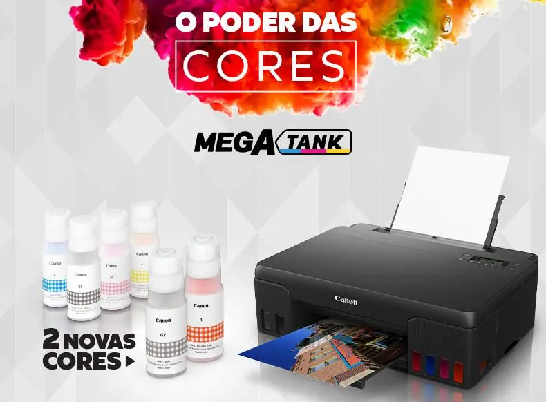 Impressora Fotográfica Canon Mega Tank G510 - Jato de Tinta Colorida, Wi-Fi e Bivolt