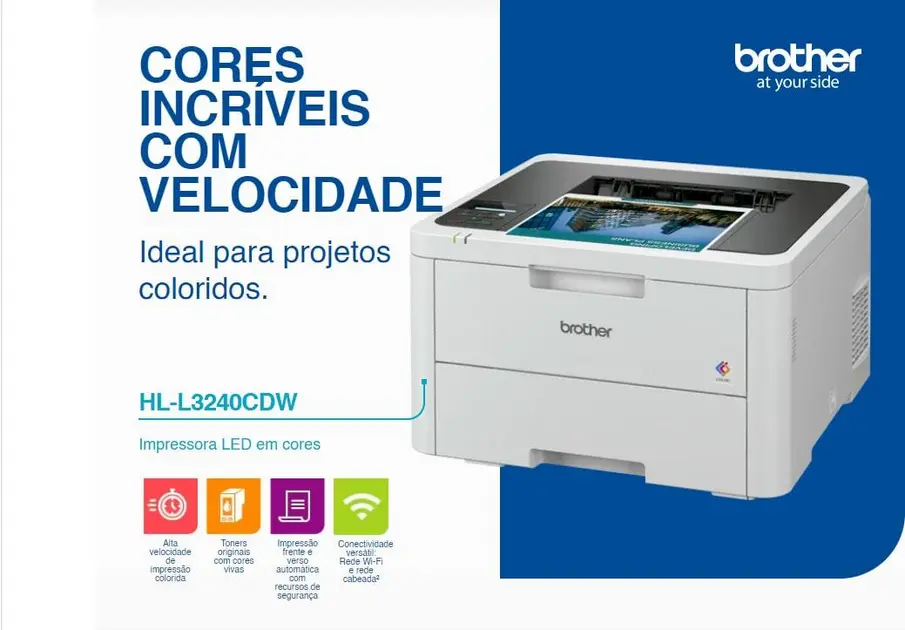 Impressora LED Brother HL-L3240CDW Colorida 110V com Conexões Wi-Fi, Ethernet e USB
