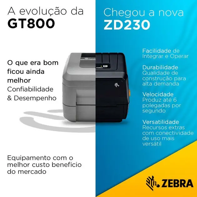 Impressora Térmica Etiqueta Zebra ZD230 203 DPI Monocromática USB e Ethernet Bivolt Impressora Térmica Etiqueta Zebra ZD230 203 DPI Monocromática USB e Ethernet Bivolt