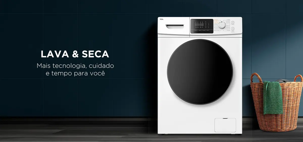 Lavadora de Roupa Lava e Seca 11 Kg Inverter TCL - Frontal Branco - 110v